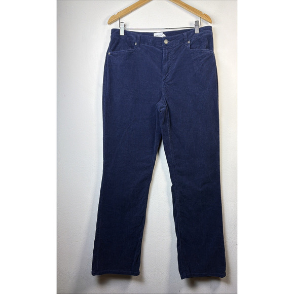Chico's womens 14 navy corduroy pants 2 Original Fit retro western bohemian - Picture 1 of 8